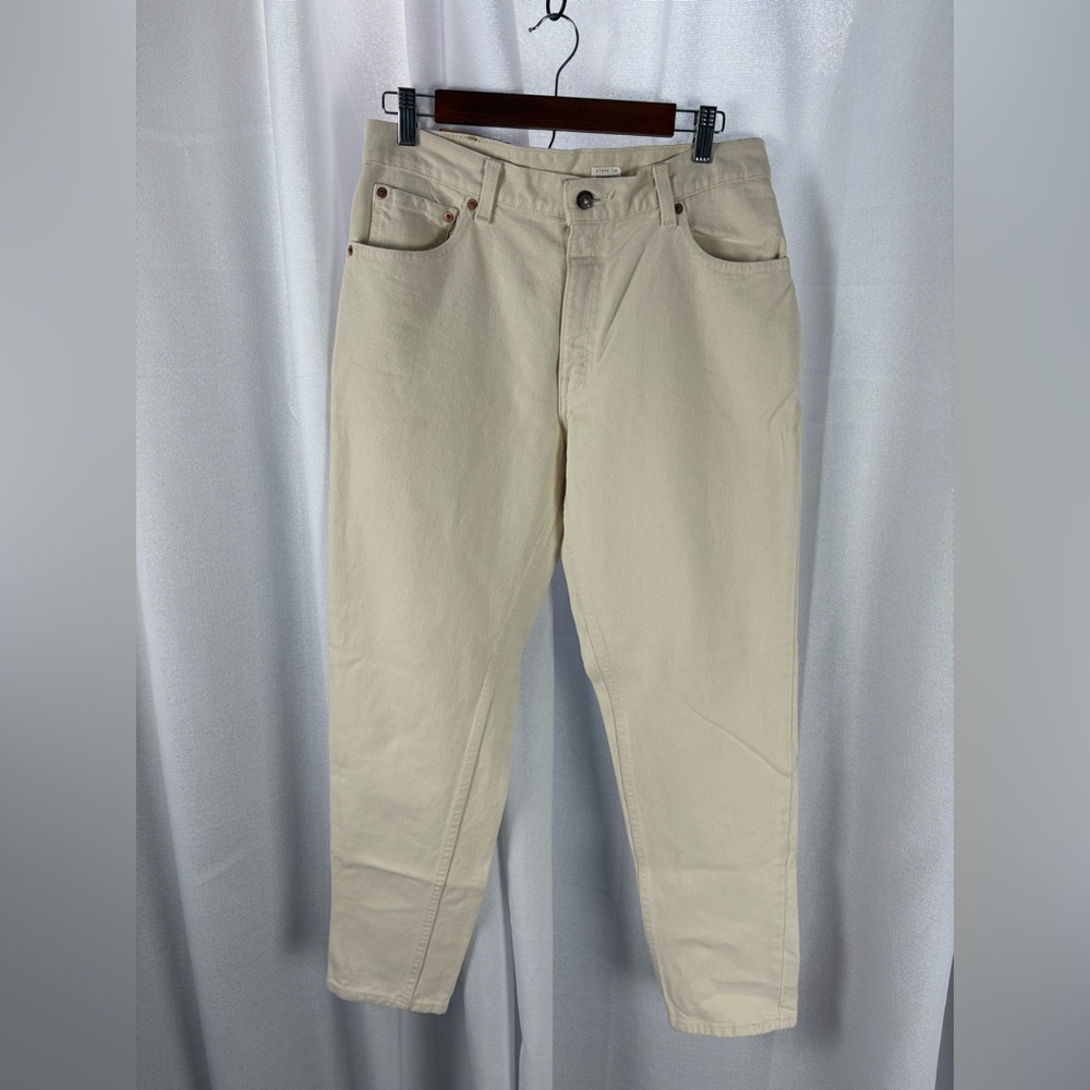 RARE VINTAGE LEVI’S 550 White/Cream Relaxed Fit Tapered Denim Jeans Size 13 EVC!